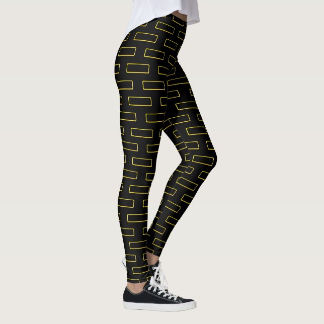 Leggings Motif Rectangle Jaune Mode (Droite)