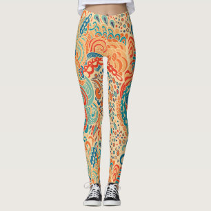 Leggings Motif rétro des vagues de l'océan Abstrait dans ch