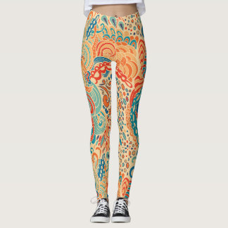 Leggings Motif rétro des vagues de l'océan Abstrait dans ch
