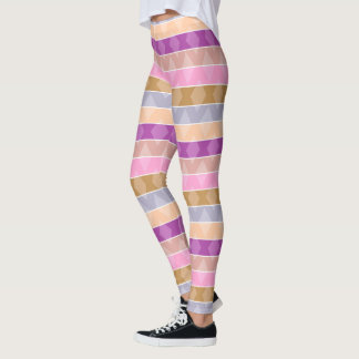 Leggings Motif rétro géométrique rayé multicolore