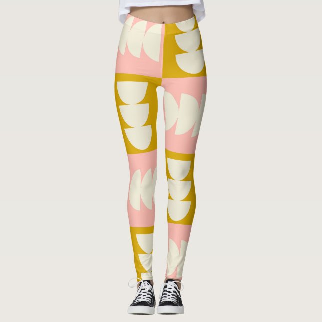Leggings Motif rétro moderne et géométrique du milieu du si (Devant)