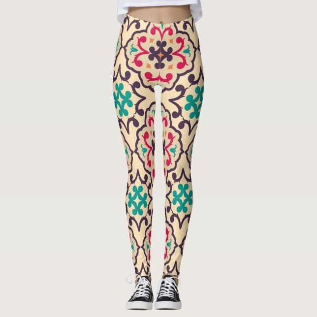 Leggings Motif rétro : papier peint, design textile (Devant)