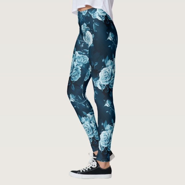 Leggings Motif Rose bleu classique (Gauche)