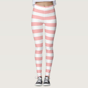 Leggings Motif rose et blanc de rayure