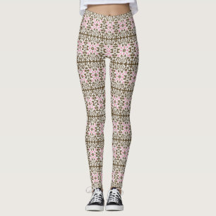 Leggings motif rose et marron sur un arrière - plan blanc