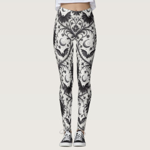 Leggings Motif Rose Gothique Foncé (3)