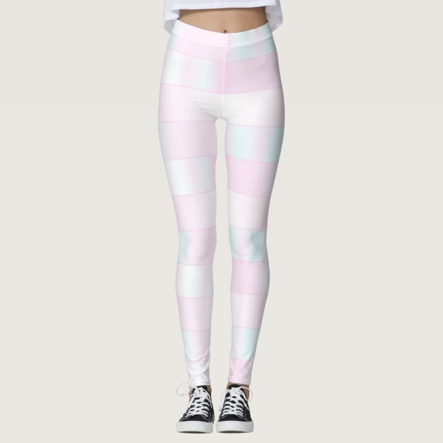 Leggings Motif rose iridescent de rayure (Devant)