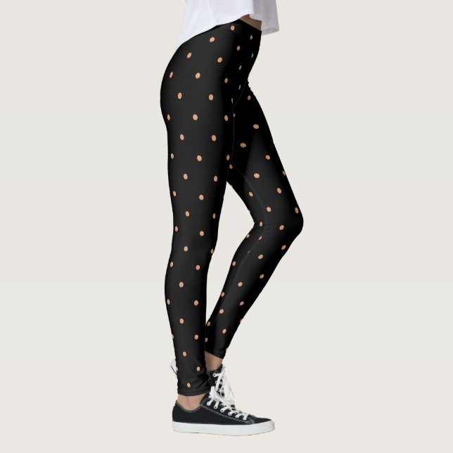 Leggings Motif rose Pois Gold sur noir (Droite)