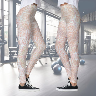 Leggings motif rose vintage en crème - motif fleuri