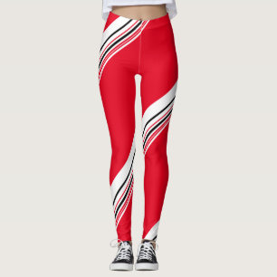 Leggings Motif rouge chaud de rayure mordant