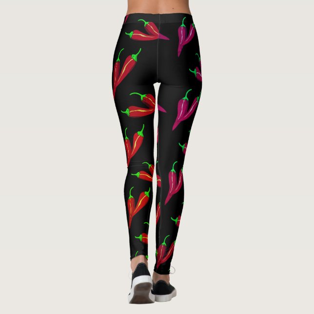 Leggings Motif rouge épicé de piment, poivrons au noir, 2 (Dos)
