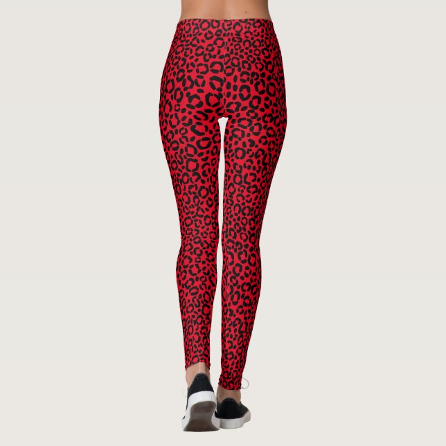 Leggings Motif rouge et noir sauvage de fourrure (Dos)