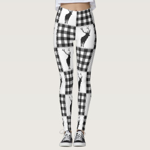 Leggings Motif rustique de plaid de bison de forêt