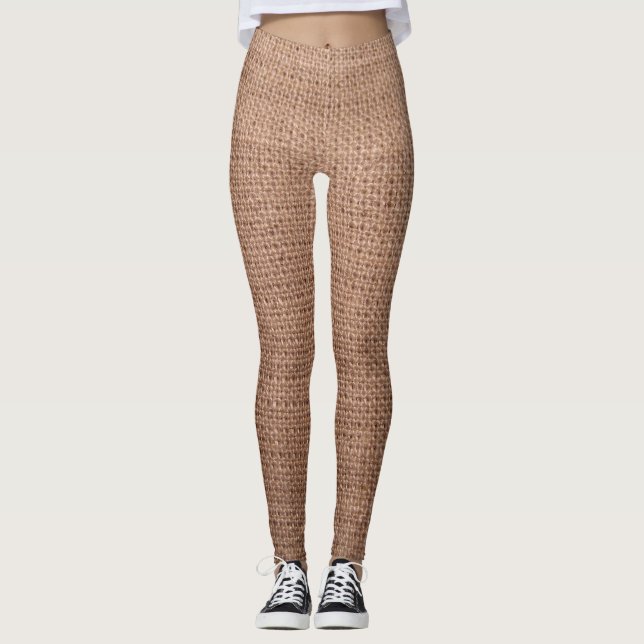 Leggings Motif rustique d'impression de toile de jute (Devant)