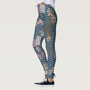 Leggings Motif rustique rétro multicolore en patchwork