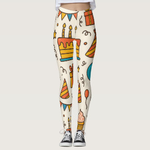 Leggings Motif sans couture de fête d'anniversaire vibrant