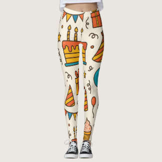 Leggings Motif sans couture de fête d'anniversaire vibrant
