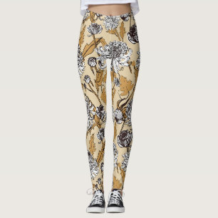 Leggings Motif sans couture de fleurs de chrysanthème