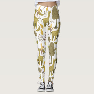Leggings Motif sans couture Giraffe jaune blanc arrière - p