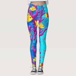 Leggings Motif sans fil de poissons tropicaux