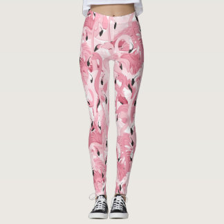 Leggings motif sans soudure avec flamants roses exotiques o