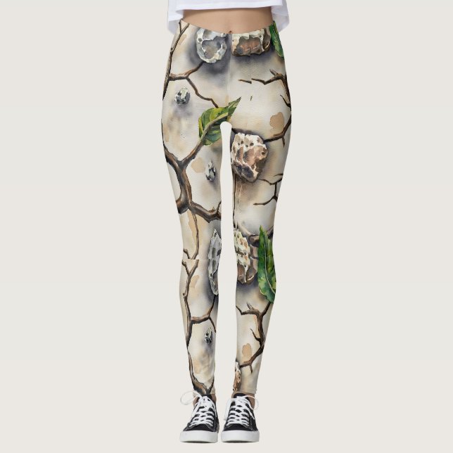 Leggings Motif sec sec de la Terre fissuré (Devant)