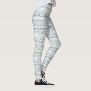 Leggings Motif Serene Blue et Green Mandala Design
