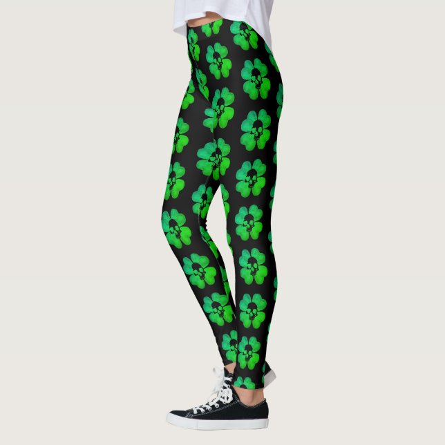 Leggings motif shamrock du crâne éffrayant (Gauche)
