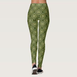 Leggings Motif Shamrock Moss Green Kanji