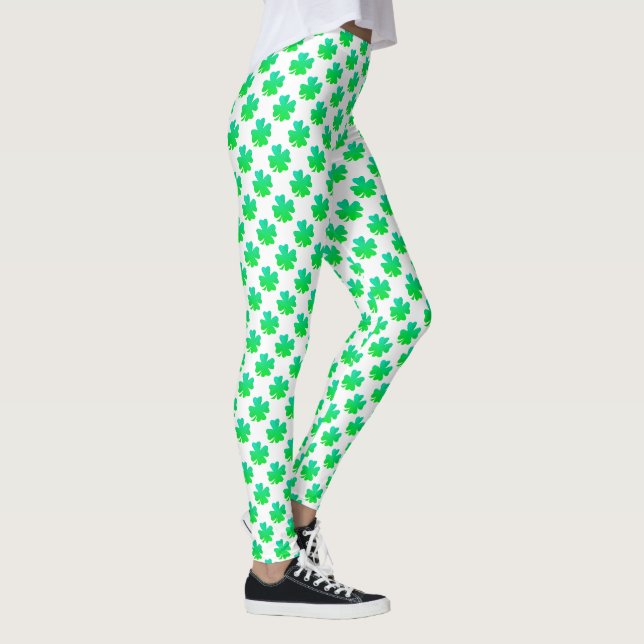 Leggings Motif shamrock St Patrick Jour Vert blanc personna (Droite)