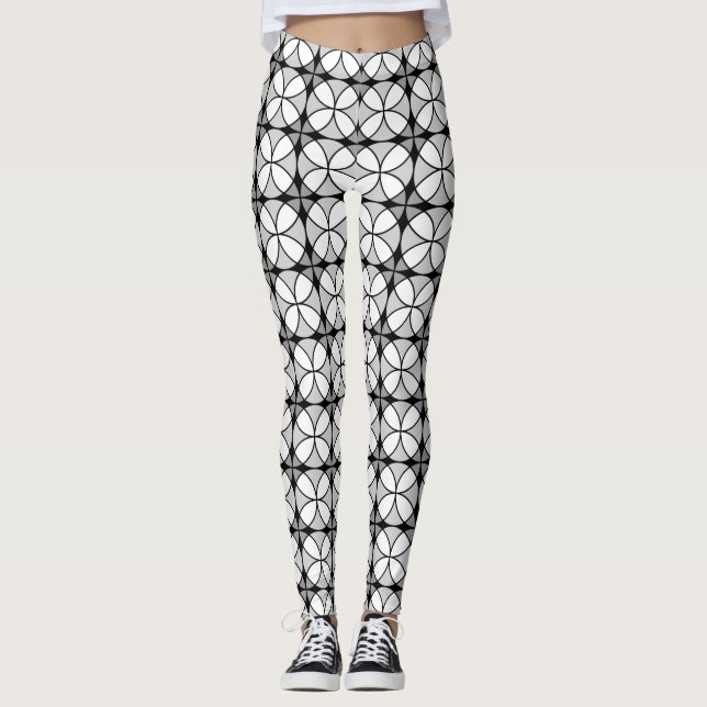 Leggings Motif Shippo noir et blanc classique (Devant)