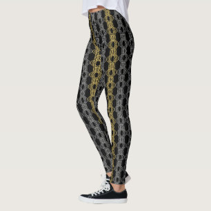 Leggings Motif Silver Gold sur Noir