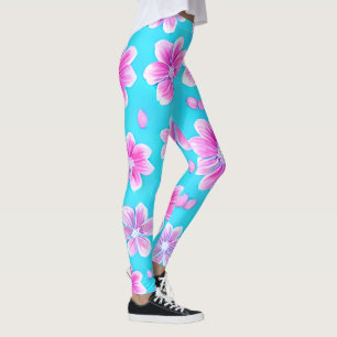 Leggings Motif simple bleu et rose