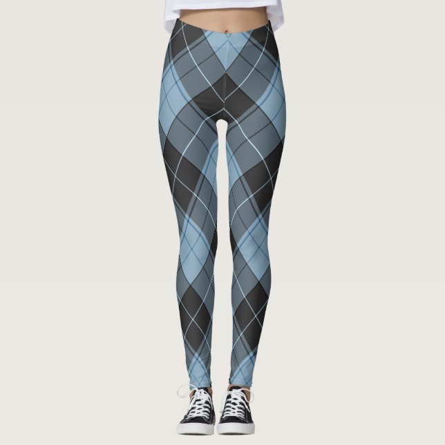Leggings Motif simple tartan bleu clair (Devant)