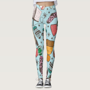 Leggings Motif Sketch Doodle de mode hivernale