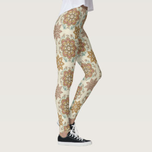 Leggings Motif spirituel mandala Boho ton terre