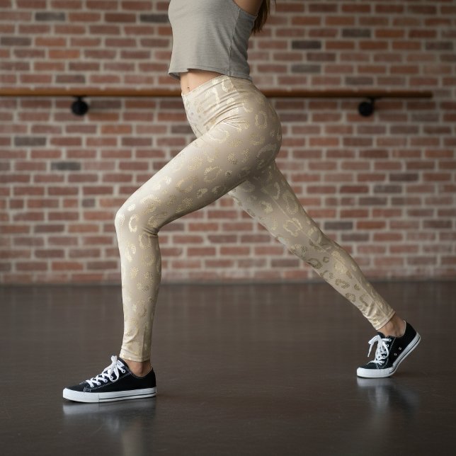 Leggings Motif tache de léopard glamour Safari or ID1154 (Créateur téléchargé)