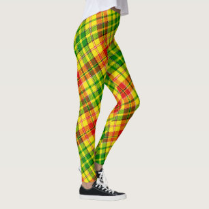 Leggings Motif Tartan à carreaux gras jaune rouge vert