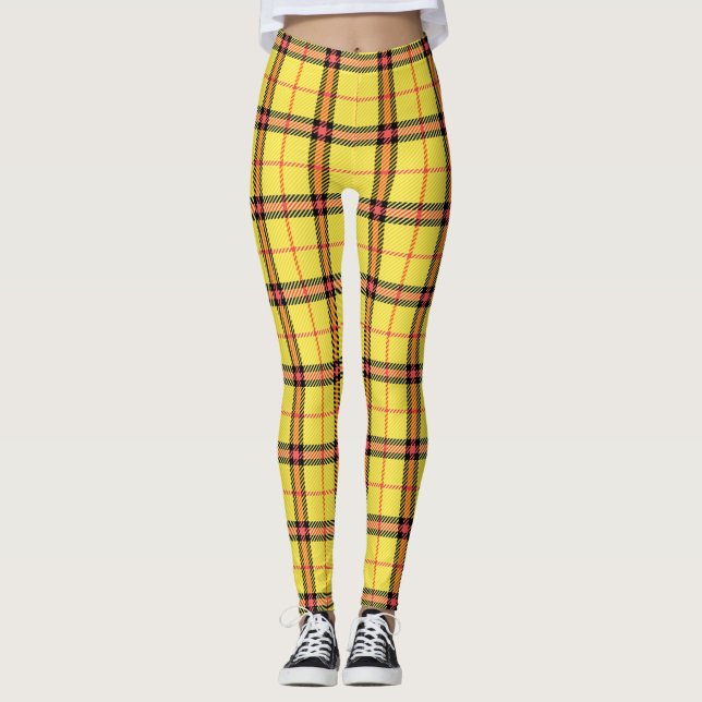 Leggings Motif Tartan jaune (Devant)