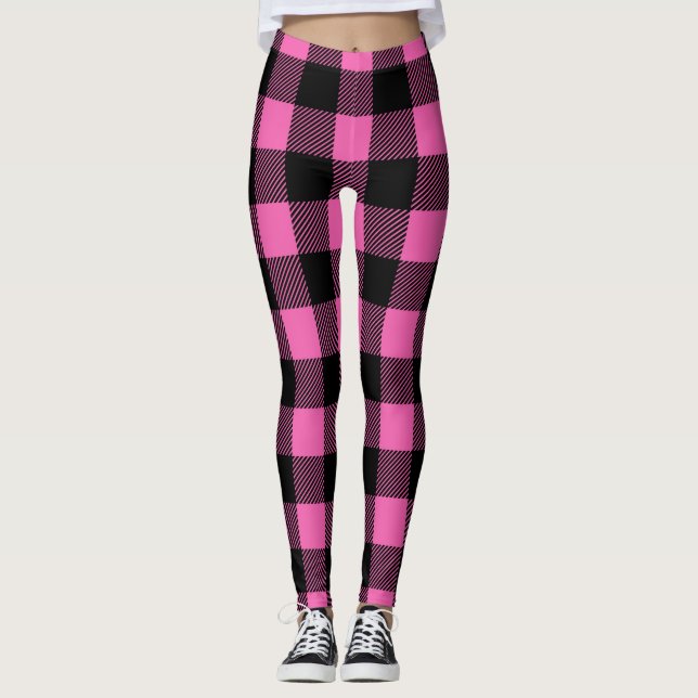 Leggings Motif Tartan rose (Devant)