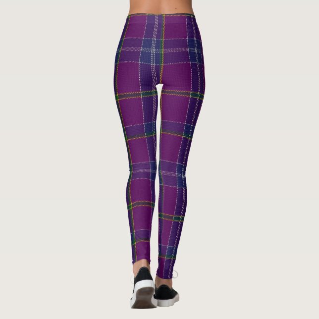 Leggings Motif tartan violet (Dos)
