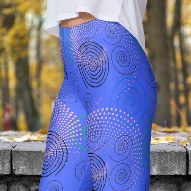 Leggings Motif tendance Blue Hypnotic Swirls (Hypnotic Swirls on Neon Blue)