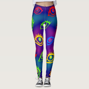Leggings Motif tendance néon coloré yeux