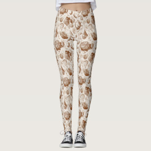 Leggings Motif Toile de Coquillages de Style Vintage (2)