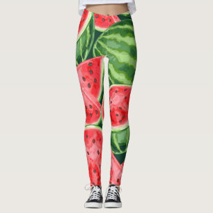 Leggings Motif Tranches de Pastèque Été Vibrant