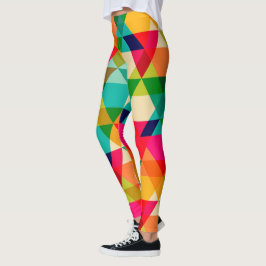 Leggings Motif triangle géométrique brillant couleur gras