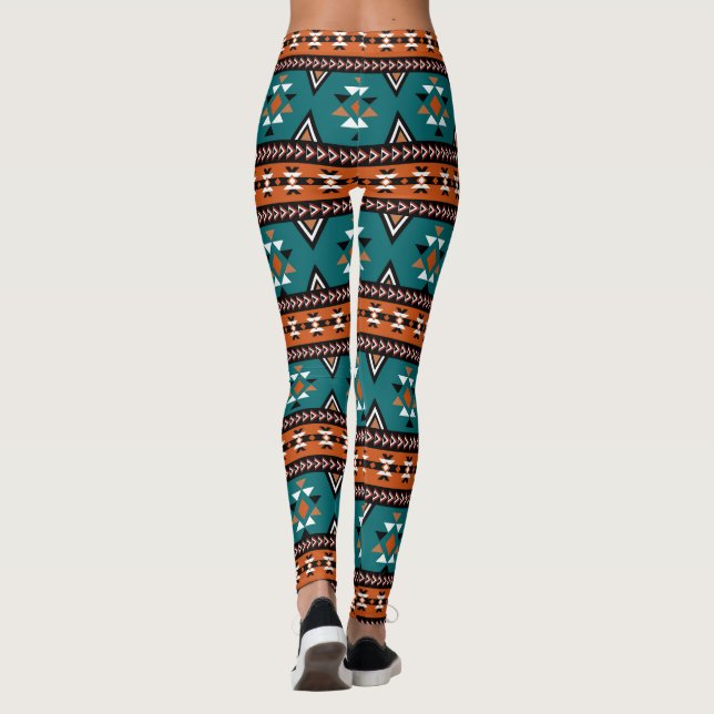 Leggings Motif Tribal Aztec Bleu (Dos)