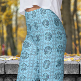 Leggings Motif tribal élégant bleu et noir circulaire