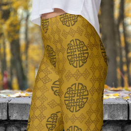 Leggings Motif tribal élégant Gold et Black Circulaire