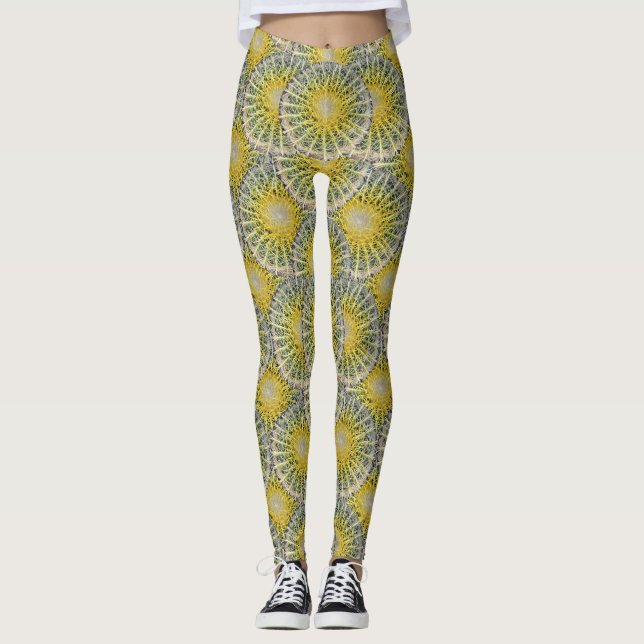 Leggings Motif tropical de photo de cactus de sphère (Devant)